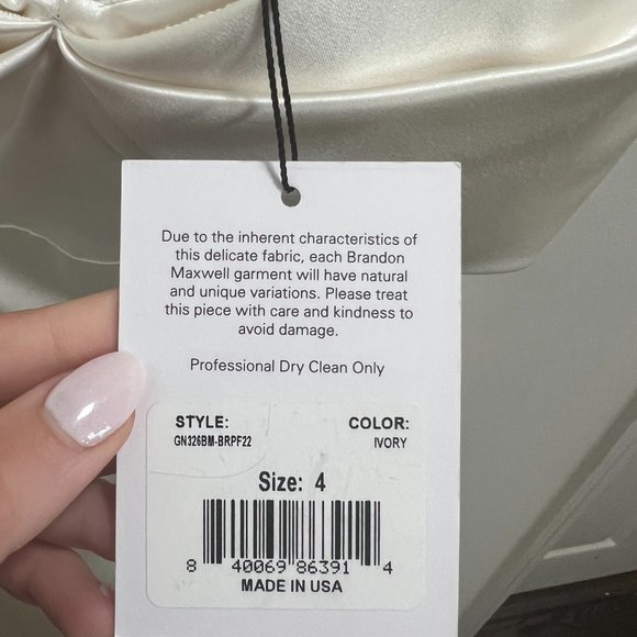 Brandon Maxwell Bridal Collection Silk Off-The-Shoulder Gown Sz 4 - Picture 9 of 15